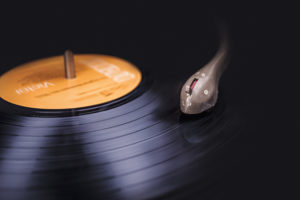 needle on vinyl LP record player