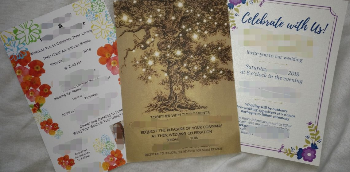 Three weding invitations