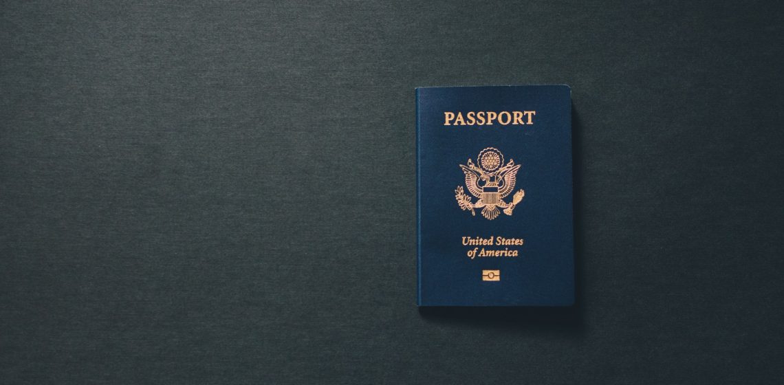 passport on black background